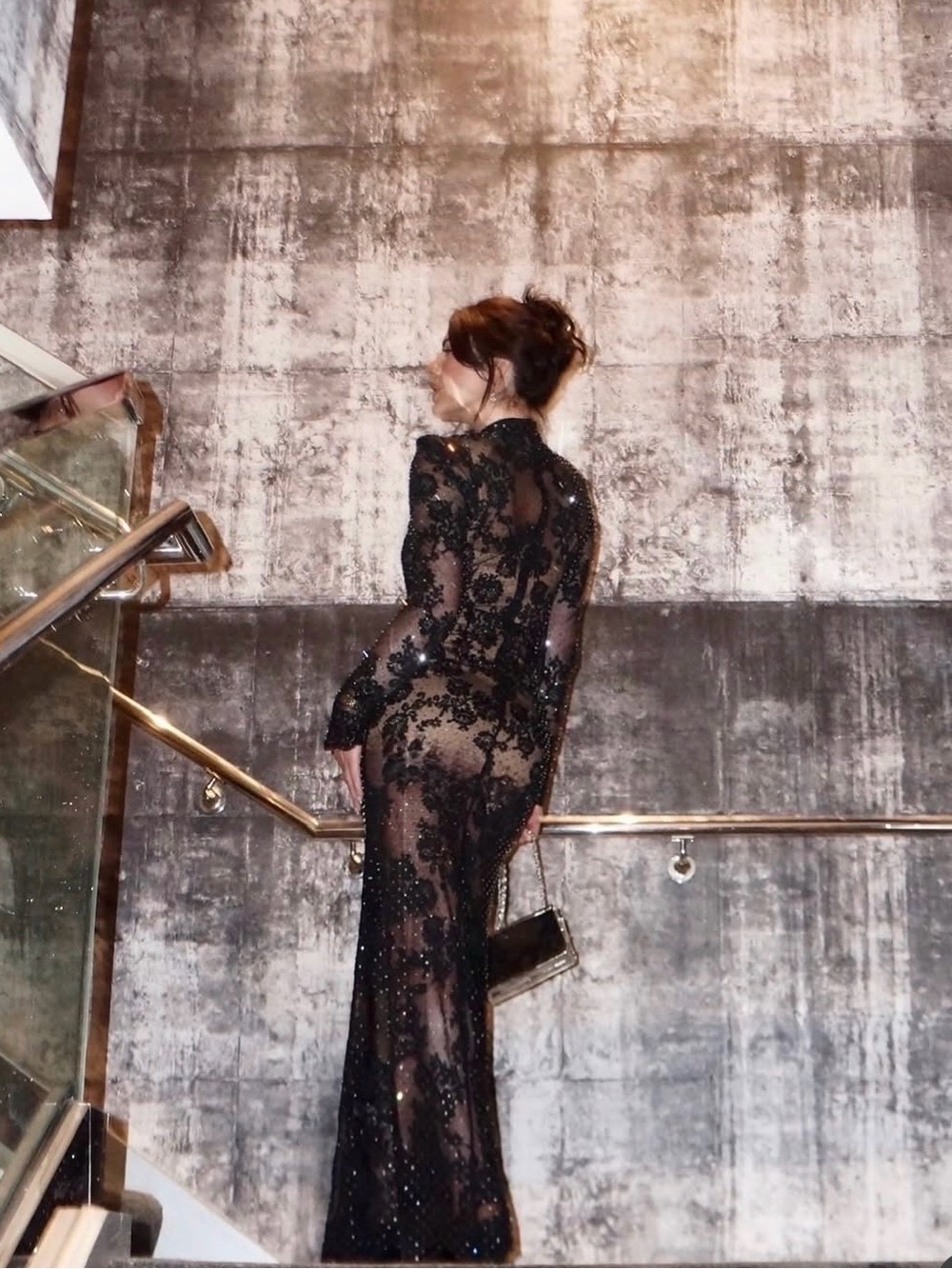 Mr Self Portrait Sheer Black Embellished Lace Evening Gown